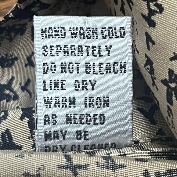 Vintage 100% Silk Printed Blouse Beige & Black Large - Picture 7 of 11